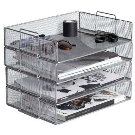 small metal office storage trays